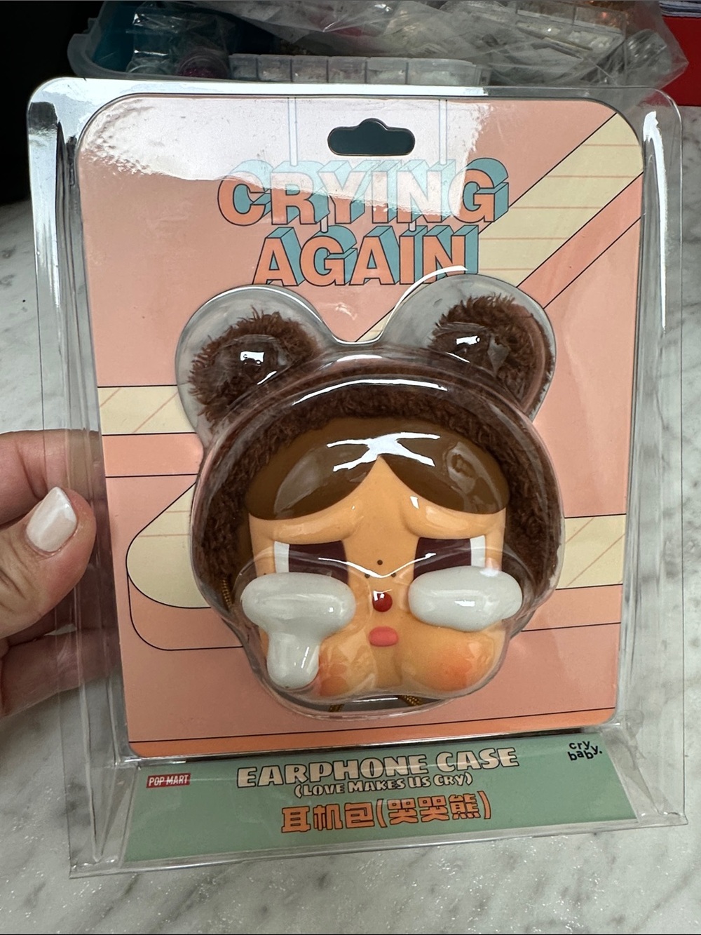 Pop Mart Crying Again Brown Bear Earphone Case - Kids Accessories